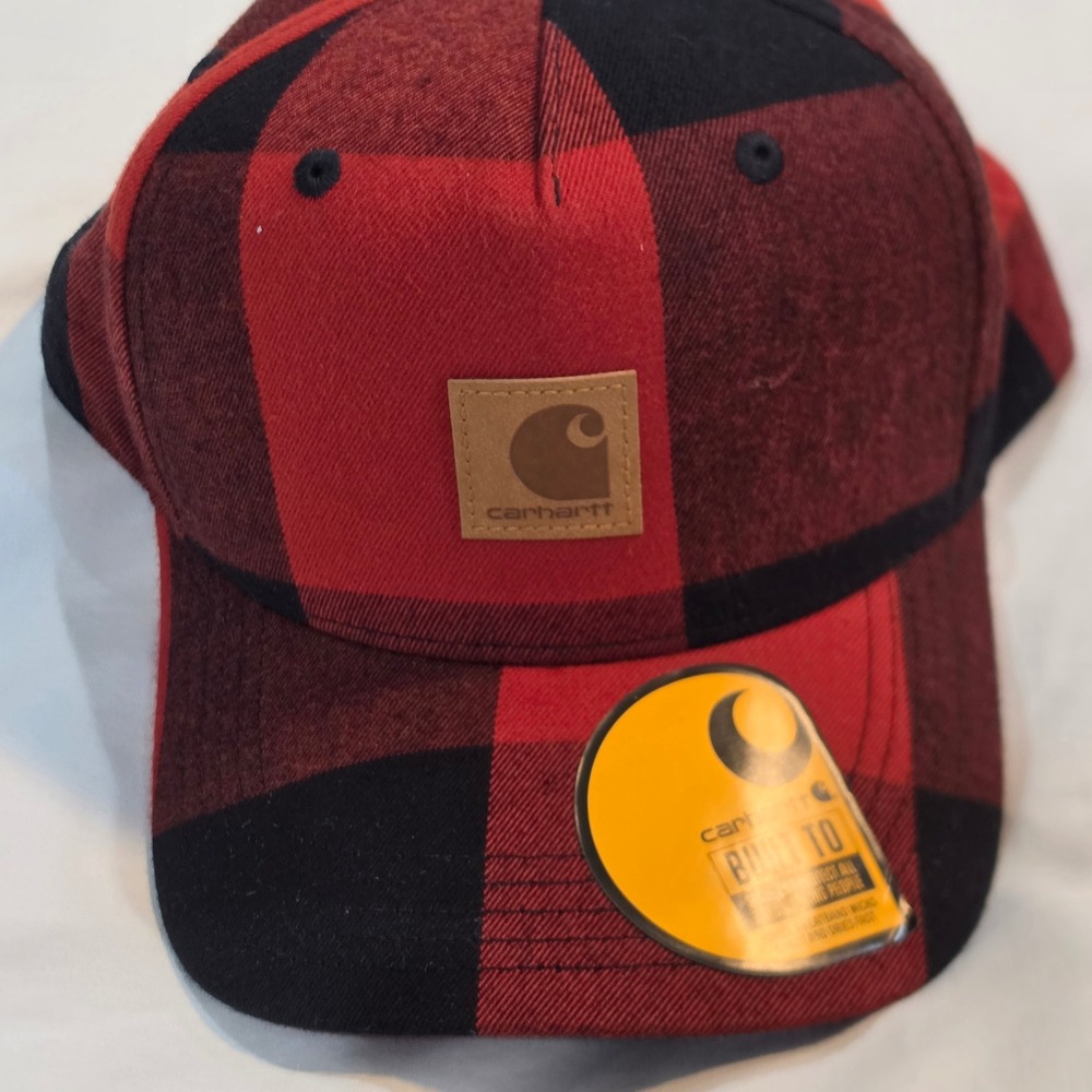Carhartt Buffalo Plaid Hat Unisex OS Red Black Excellent Snapback 107198 RD1